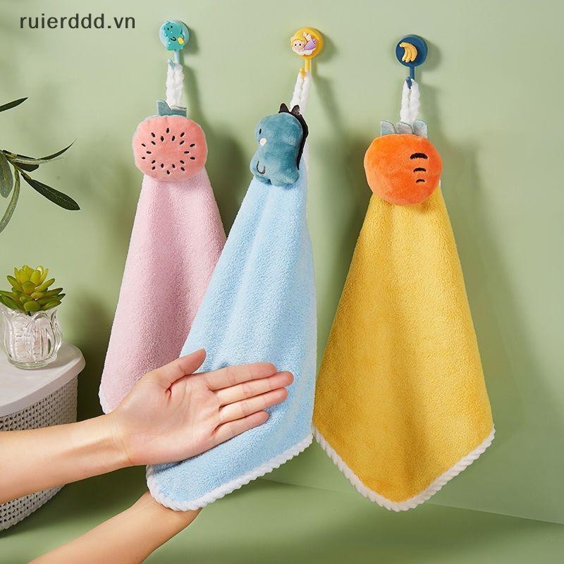 # ruierddd # Khăn tay Khăn tay trẻ em dễ thương Khăn tay khô thấm nước Khăn lau nhà bếp Khăn lông cừu san hô có vòng.