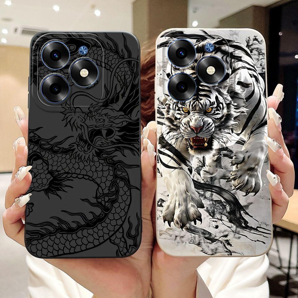 Ốp Cho Infinix Smart 8 X6525 Ốp lưng Smart 8 Plus 8 Pro Smart8 HD X6526 Ốp Lưng Thỏ Wofl Da Báo Hoạt Hình Silicon Mềm