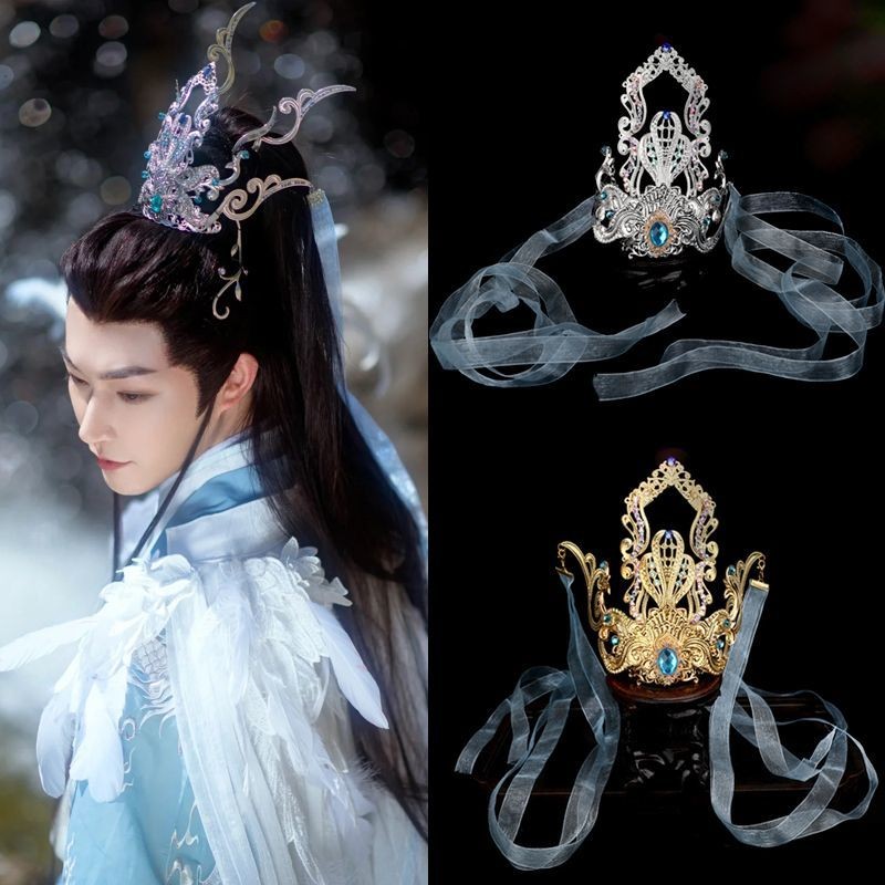 ✨Phong Cách Cổ Nam Tóc Thái Phụ Kiện Tóc Vàng Bạc Cổ Tích Tóc Vương Miện Top Thái Phong Cách Trung Quốc Kẹp Tóc Nam Nữ Võ Thuật Phim Truyền Hình Mũ Đội Đầu 25.4.28