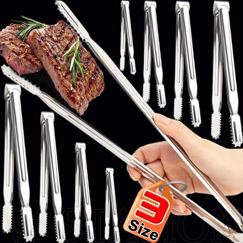 Kẹp thịt nướng răng cá mập bằng thép không gỉ - Kẹp thực phẩm đa năng - Chịu nhiệt, Chống trượt, Chống bỏng - Di động, Dày, Bền bỉ - Dành cho đá viên, Bít tết, Bánh mì