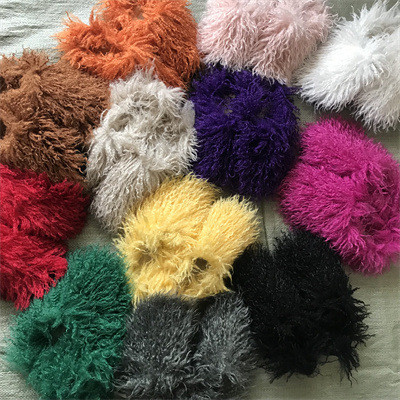 Faux Beach Len Ấm Áp Nữ Dép Cotton Giày Trượt Tuyết Mông Cổ Lông Trượt
