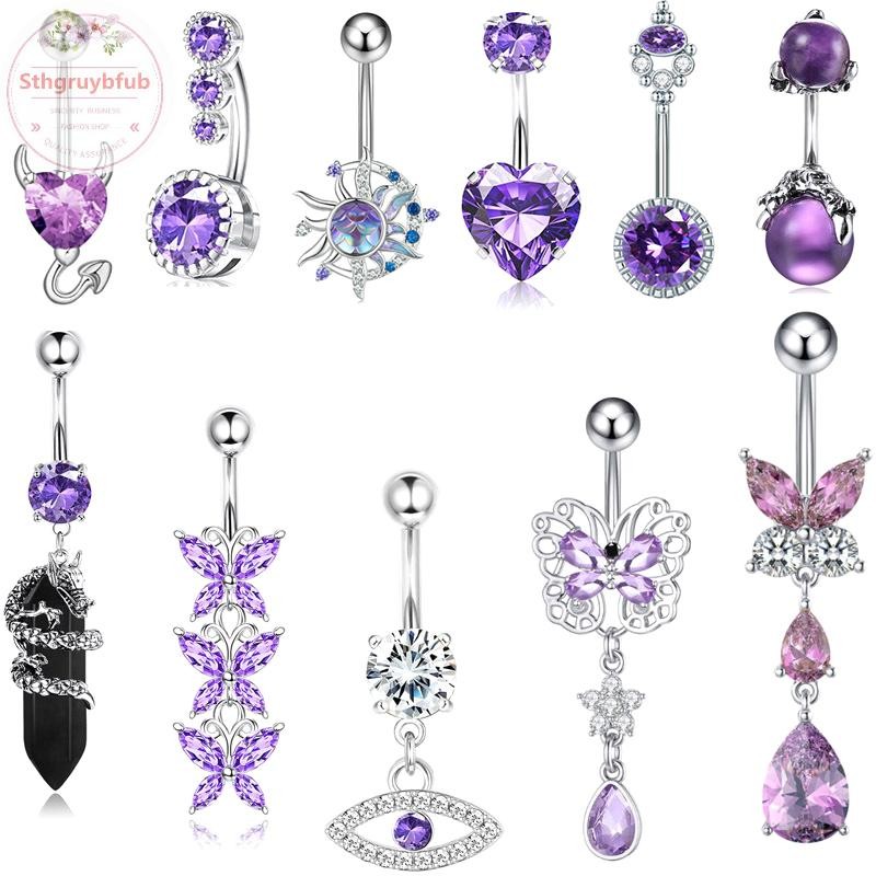 Sthb Thời Trang Trái Tim Bụng Nút Nhẫn Nữ Bé Gái Thép Không Gỉ Tinh Tế Zircon Rốn Nhẫn Trang Sức Cơ Thể Quà Tặng VN