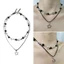Vòng cổ choker hình ngôi sao thanh lịch KIN với hạt đen Dây da PU có thể điều chỉnh