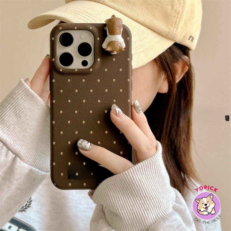 Cho iPhone 16 16 16Pro 16Plus 16Pro Max 11 12 13 14Plus 15Pro XR XS Max 7 8Plus Vỏ Điện Thoại Da Người Yêu Dễ Thương Điểm Sóng 3D Mèo Coulpe Phim Hoạt Hình Vỏ Điện Thoại Nóng Chất Lượng Cao LZW