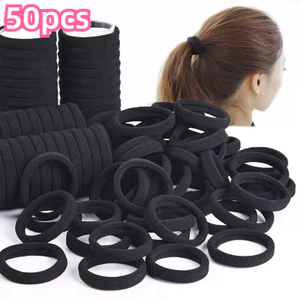【Phụ Kiện Tóc】Set 50 Dây Buộc Tóc Cao Su Co Đen Giãn Đơn Giản Thời Trang Hàn Quốc
