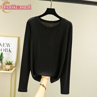 Áo thun nữ modal cotton dài tay áo thun trơn dáng rộng áo sơ mi giản dị 40-78kg