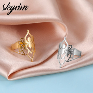 SKYRIM Women Titanium Thép Không Gỉ Vàng Vòng Lotus Thiết Kế Trang Sức Cho Bạn Bè