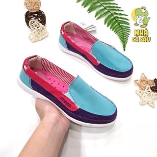 Giày slip on walu canvas loafer women cao cấp, giày lười nữ cross bằng vải kaki bền nhẹ nhiều màu