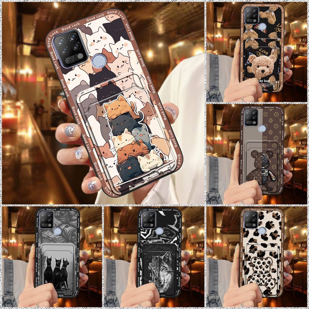 Ốp Điện Thoại TPU Chống Bụi Bẩn Cho Tecno Pova / LD7 Thiết Kế Thời Trang Khe Cắm Thẻ Túi Silicon Hoạt Hình Chống Va Đập Bảo Vệ