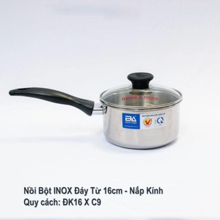 Nồi bột inox đáy từ nắp kính,nồi quánh khuấy bột, nồi quánh 14cm,16cm - Nồi bột Đông Á