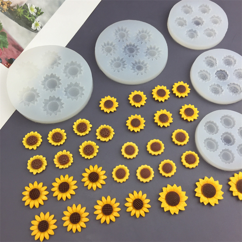 Hoa Hướng Dương Fondant Bánh Khuôn Làm Bánh Silicon Khuôn Socola Handmade DIY Thạch Cao Nến Epoxy Khuôn Nhựa