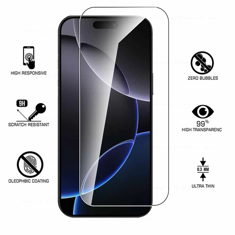 Dành Cho iPhone 16 Pro 14 15 Plus 13 Mini 11 12 Pro Max 9H 2.5D Kính Cường Lực Bảo Vệ Màn Hình Phim Bảo Vệ
