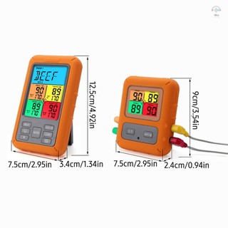 Nhiệt kế thịt không dây với 4 đầu dò 328Ft Màn hình đèn nền LCD đầy màu sắc tầm xa Hẹn giờ đếm ngược Báo động nhiệt độ Nhiệt kế BBQ từ xa kỹ thuật số cho lò nướng Barbeque Ki