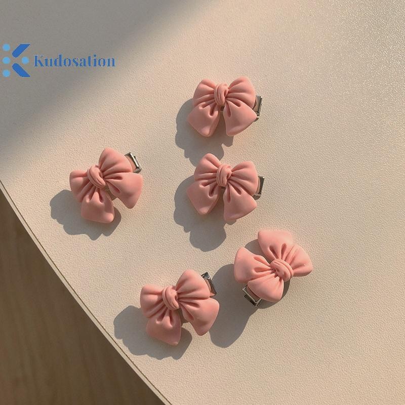 Kudosation Màu Hồng Mềm Mại Cô Gái Dễ Thương Series Đào Phong Cách Ngọt Ngào Camellia Ren Kẹp Nơ Mũ Đội Đầu
