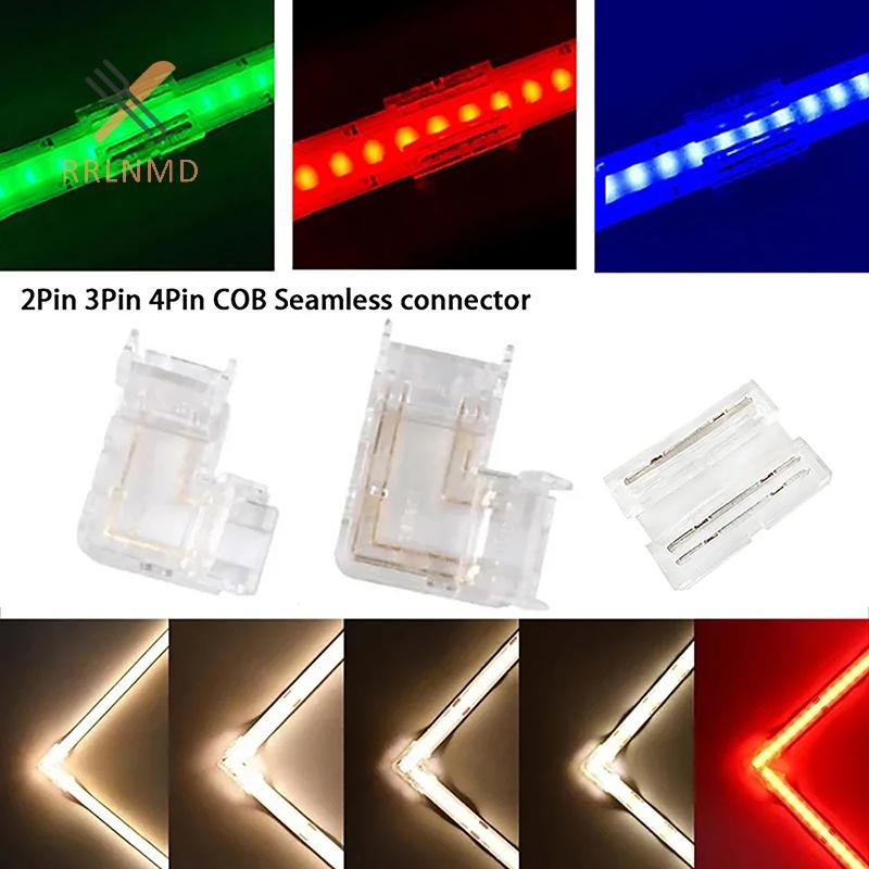 Rrlnmd 5 / 8 / 10MM 2 / 3 / 4Pin FOB COB RGB CCT Băng Đèn LED Dải Đầu nối không hàn Liền mạch Hình chữ L Đầu nối góc 90 độ DIY MỚI
