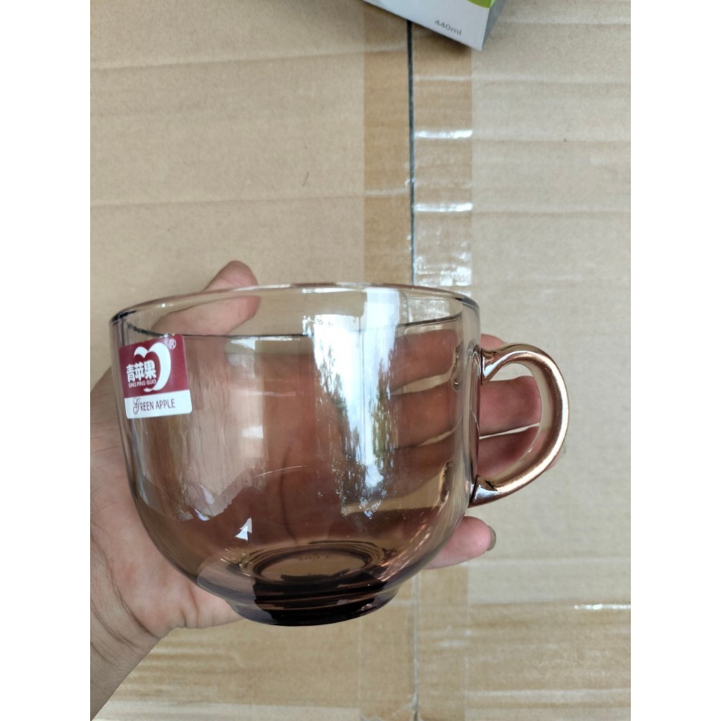 Cốc hổ phách thủy tinh 440ml to ( SỈ GIÁ ĐẸP ), Ly thủy tinh màu hổ phách 440ml to chịu nhiết rất tốt