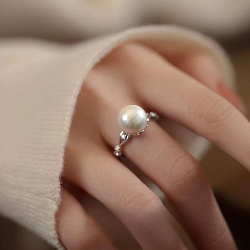 Nhẫn nữ ngọc trai nước ngọt dát bạc Sterling 925 thiết kế sang trọng nhẹ thời trang mới
