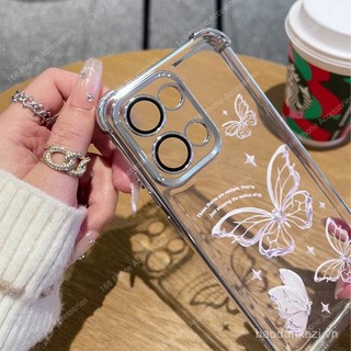 Ốp lưng OPPO Reno 13F 13 Casing OPPO Reno 13F A5 Pro 5G 13 Pro Casing hình bướm dễ thương, trong suốt, mềm mại, chống sốc với màng bảo vệ ống kính camera, túi khí dày, sang trọng trong suốt