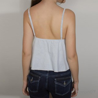 Áo hai dây mùa hè dành cho nữ sọc thường ngày in họa tiết cổ chữ V Backless Spaghetti Dây đeo xe tăng Áo không tay