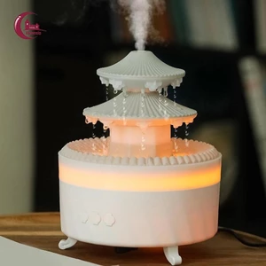 Máy tạo độ ẩm hình chùa Máy khuếch tán tinh dầu EU 220V Cắm Máy tạo độ ẩm cá nhân với đèn 7 màu cho phòng 15-20 mét vuông