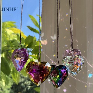 Jinhf 1 Trái Tim Tình Yêu Pha Lê Cửa Sổ Thủ Công Pha Lê Windchimes Trang Trí Sân Vườn Treo Mặt Dây Chuyền Chuông Gió Mặt Trời Bắt Trang Trí HOT