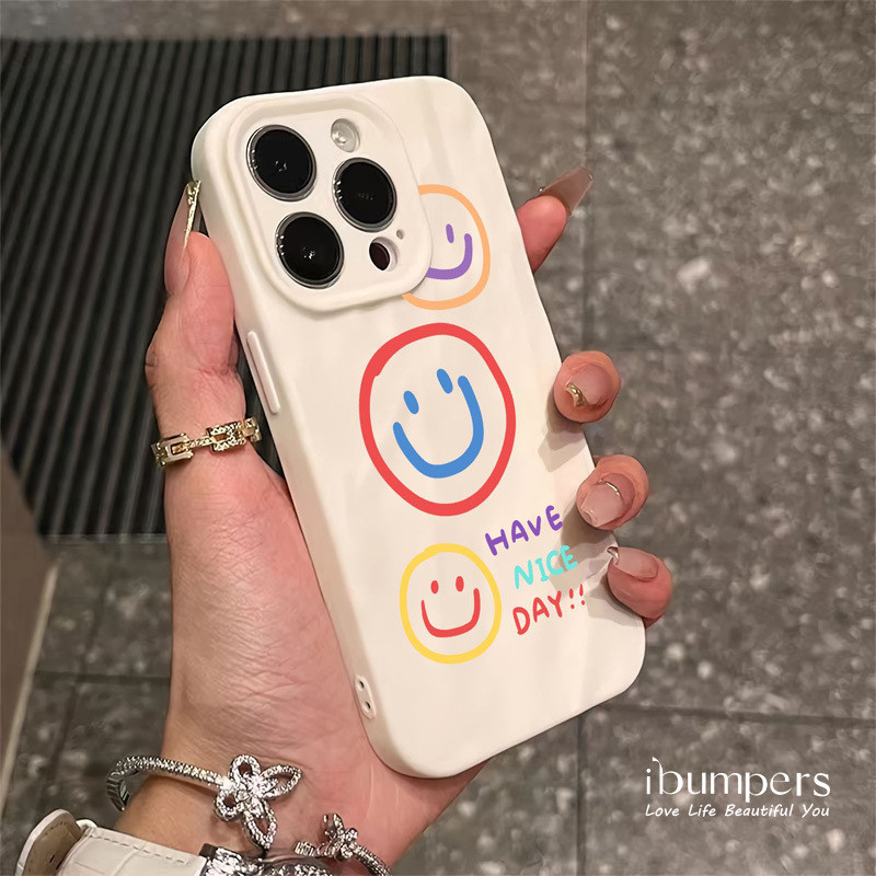 ibumpers Ốp Lưng IPhone Thời Trang Vui Nhộn Nhiều Màu Sắc Họa Tiết Cười Cho IPhone 16 15 14 12 13 11 Pro Max IP 7 8 Plus X XS XR Ốp Điện Thoại Silicon Mềm Chống Sốc