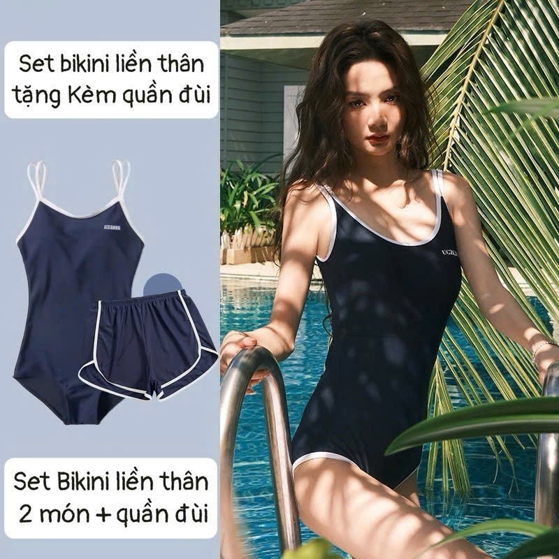 Set bộ đồ bơi bikini 1 mảnh liền thân 2 chi tiết kèm quần phong cách trẻ trung năng động XIMIXI BKN59