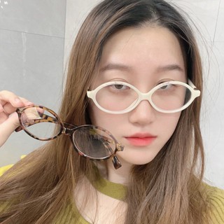 Kính hình bầu dục cổ điển Retro Khung tròn Phụ kiện thời trang Unisex, Khung nhựa nhẹ có ống kính trong suốt, Kính mắt tối giản cho nam / nữ
