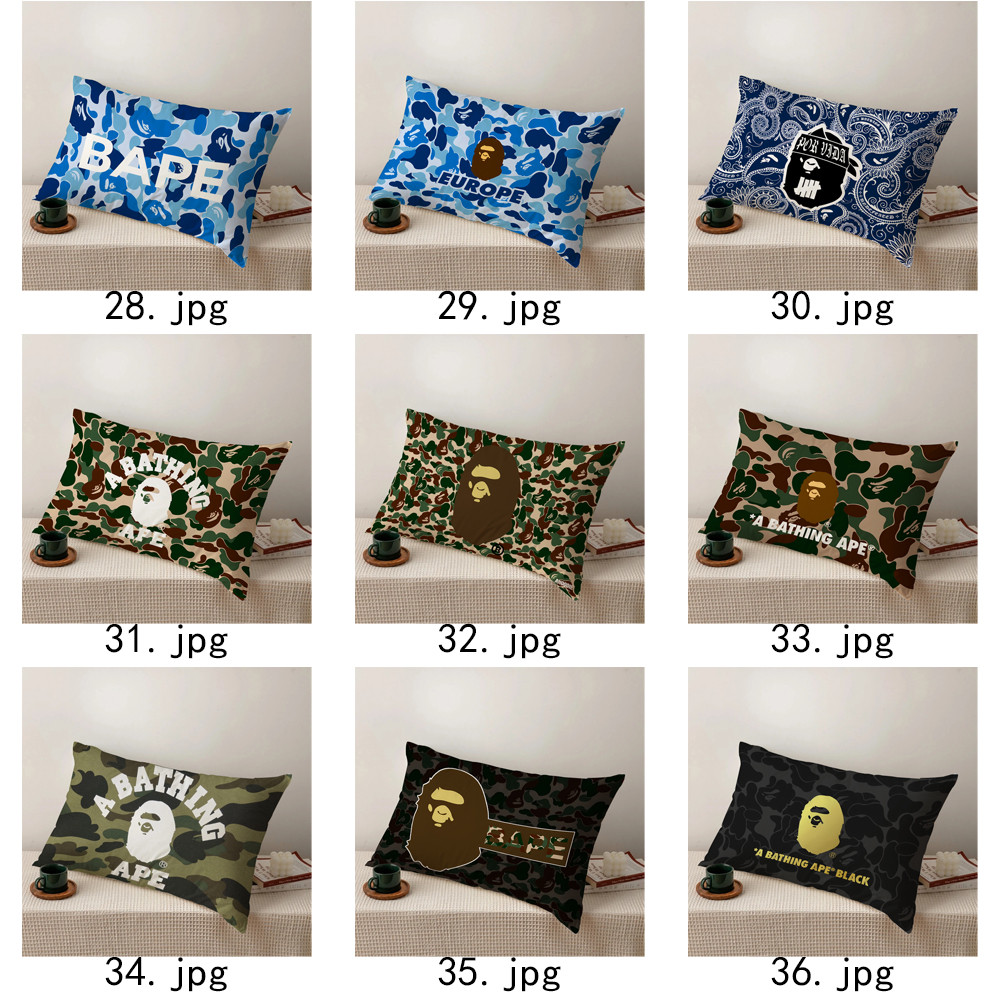 Bape Ape Logo Vỏ gối hình chữ nhật Vỏ gối Polyester in một mặt (Không có lõi)