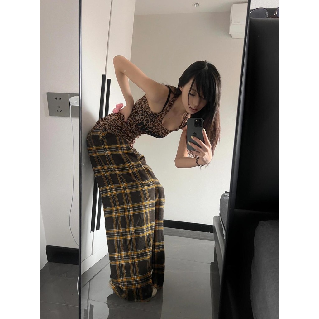 Milyfashion In Chữ Da Báo Sling Mùa Hè Phong Cách Mới Eo Hẹp Ôm Vừa Dài Top