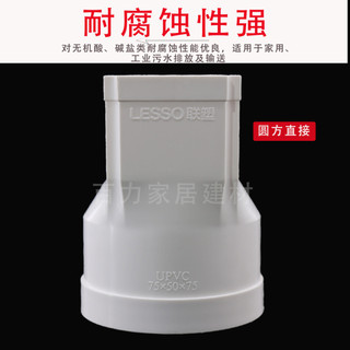 Phụ kiện ống thoát nước vuông PVC Liansu 75*50 110*73 160*107, đầu nối trực tiếp tròn sang vuông, bộ chuyển đổi vuông sang tròn GUKF