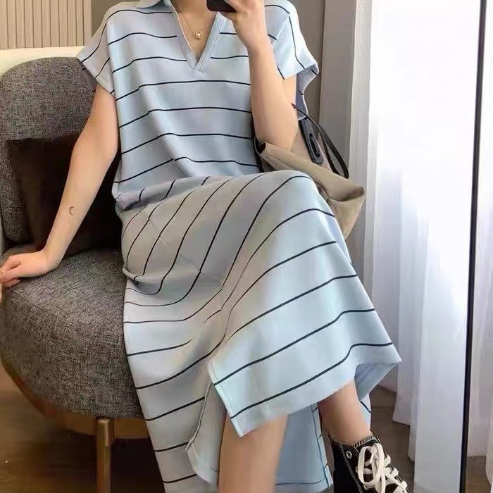 Váy bà bầu sọc mùa hè đơn giản giản giản dị