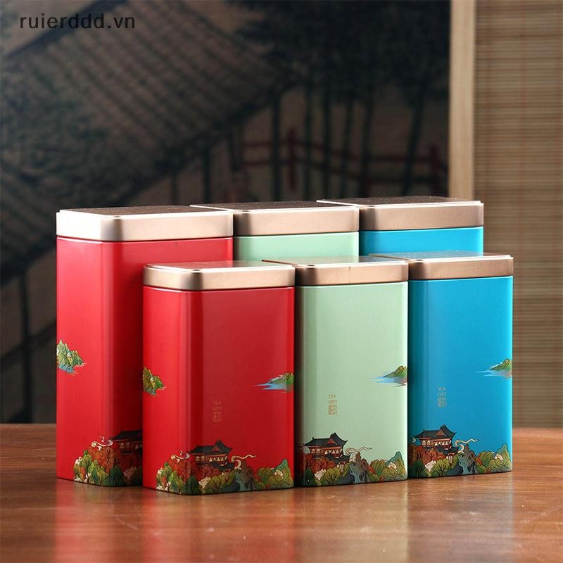 # ruierddd # Hộp Bảo Quản Đĩa Thiếc Kín Trà Caddy Bình Cà Phê Vuông Nhỏ Lá Trà Hộp Đựng Hộp Đựng Gia Vị Thiếc Nhỏ.