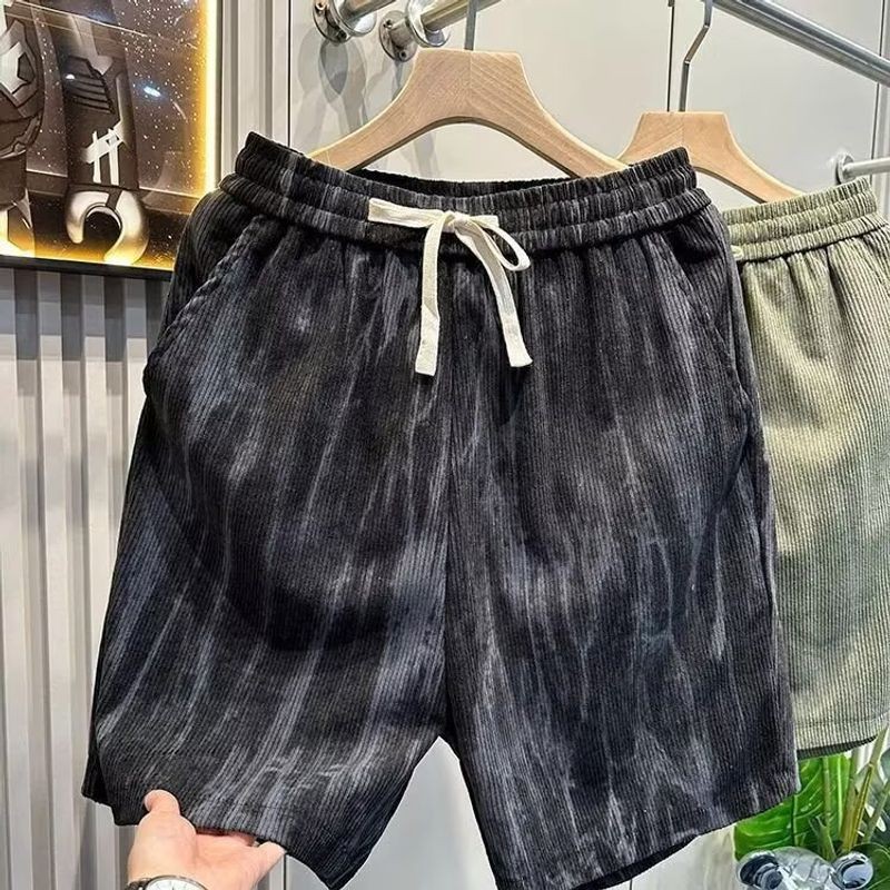 ThaliaWisp American Retro Tie-Dyed Sọc Quần Short Nam Mùa Hè Mỏng Băng Lụa Quần