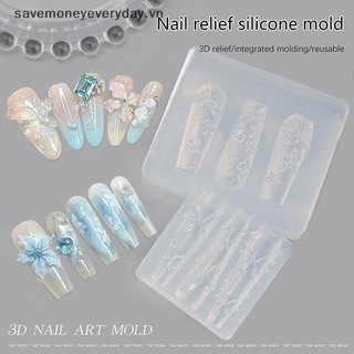 [savemoneyeveryday] Khuôn khắc móng tay bằng silicon 3D Tấm dập móng tay Stencils DIY UV Gel Dụng cụ làm móng tay Người đam mê nghệ thuật làm móng [vn]