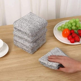 Khăn lau tay lau bếp 2 mặt 2 chất liệu màu ghi sạch sẽ thấm hút tốt tiện lợi