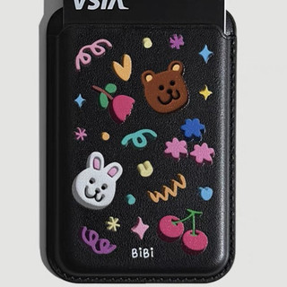 Ốp bảo vệ thẻ họa tiết hình chú thỏ graffiti dễ thương Hàn Quốc cho iPhone 15pro 15promax 14 14promax 14pro 16 pro max 16 plus màu đen