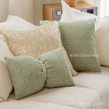 Đám mây Nest☁Gối ôm bầu không khí ấm áp màu xanh lá cây ngọc trai gối ôm vải nỉ thời trang gối lông vũ gối ôm sequin mẫu nhà trang trí phòng khách phòng ngủ đệm tựa đầu giường phòng khách sang trọng n