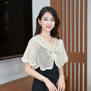 Khăn choàng Coresspace vải tuyn dệt kim nhiều màu thoáng khí, phù hợp làm áo khoác mỏng ngắn cho nữ