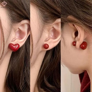 Ankela Nơ Đỏ Ruy Băng Bông Tai Nữ, Phong Cách Hàn Quốc, Thời Trang Thu Đông, Đơn Giản Hình Học