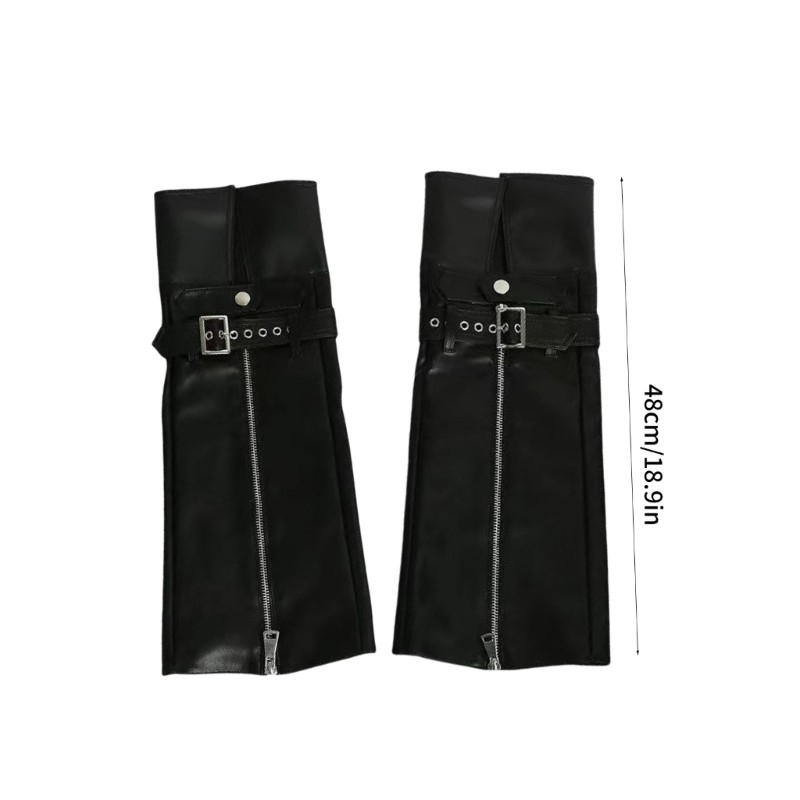 Vic Bông Tai Kẹp Da Chân Ấm Gothic Punk Dài Tất Dây Kéo Chân Tay Gaters Goth Mùa Đông Ấm Mắt Cá Chân Heap Tất Gif