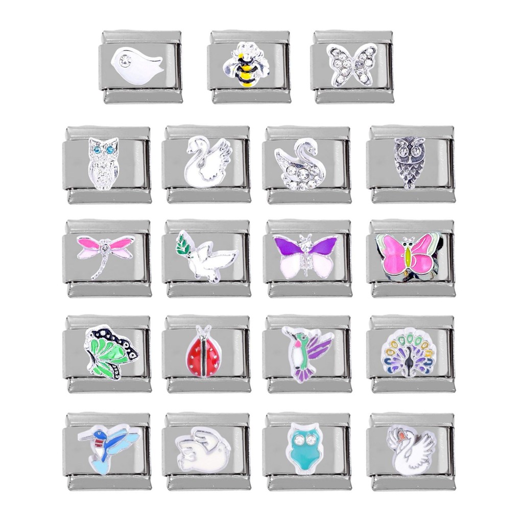 Thép không gỉ 304 DIY Charm Vòng tay Swan Butterfly Little Bee Module italy charms Thép không gỉ đàn hồi
