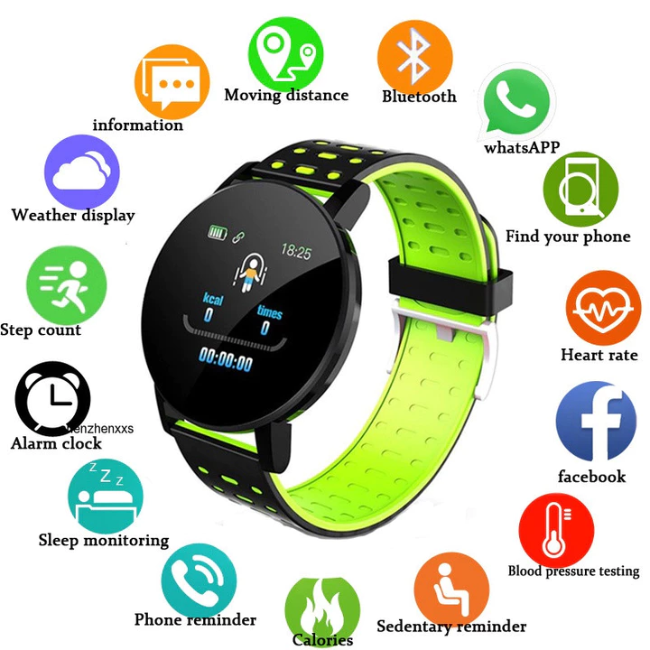 2025 Mới 119Plus Chống Nước Toàn Cảm Ứng Màn Hình Đồng Hồ Thông Minh Nam Huyết Áp Đồng Hồ Thông Minh Đồng Hồ Nữ Theo Dõi Thể Thao Cho Android Ios Thiết Bị Đeo Được