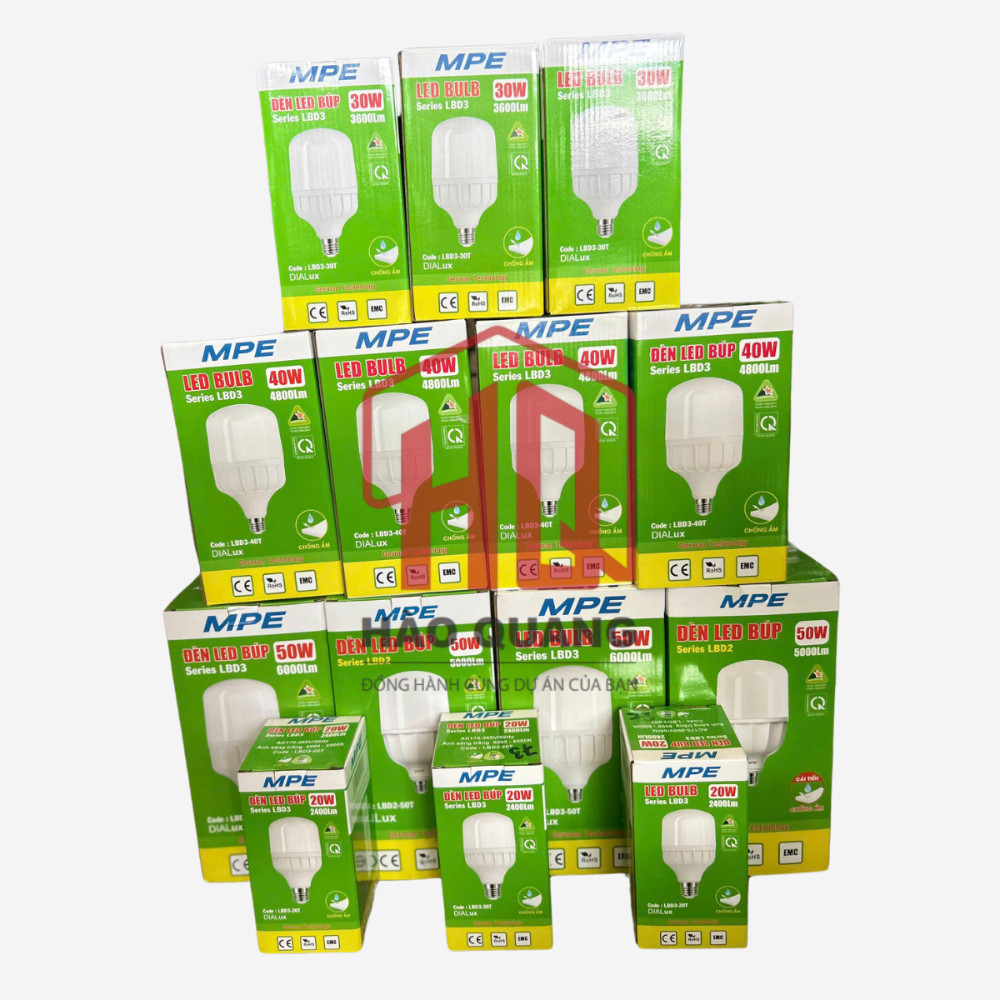 2 Bóng Đèn LED Trụ MPE Cao Cấp, Ánh Sáng Trắng Tự Nhiên, Tuổi Thọ Cao [20w-50w)
