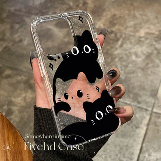 Ins Hàn Quốc Phim Hoạt Hình Mèo Đen Dễ Thương Cặp Đôi Bling Vỏ Sáng Tạo Cho iPhone 11 16 16E 15 14 13 12 Pro Xs Max XR X 7 8 Plus SE HD Ốp Lưng Điện Thoại Bảo Vệ Lấp Lánh Vỏ