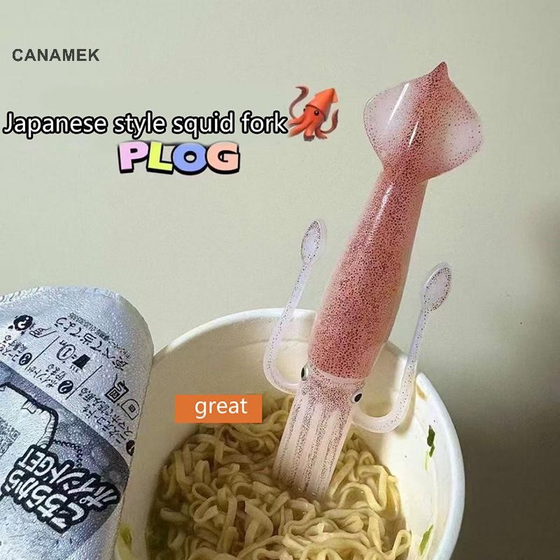 Canaanek Mực Vui Nhộn Bộ Đồ Ăn Trái Cây, Nĩa Mì, Tăm, Dùng Cho Bento/Trưa CSF