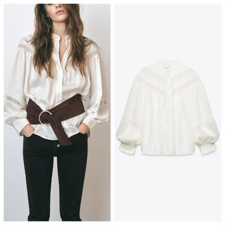 Zara Spring Nữ Niche Ren Trang Trí Nhẹ Nhàng Cổ Áo Sơ Mi Trắng2113900