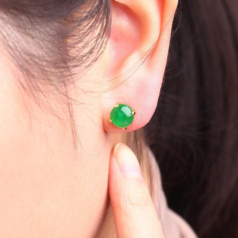 New tự nhiên Jade jadeite Retro thiết kế của phụ nữ Bông tai