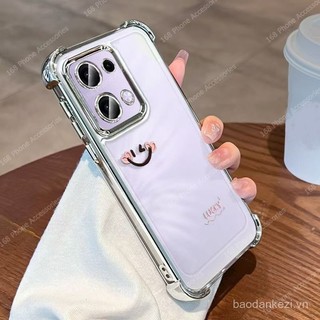 Ốp lưng OPPO Reno 13F 13 Pro, ốp lưng OPPO Reno 13 5G, ốp lưng trong suốt hình mặt cười may mắn, mềm mại, chống sốc với bảo vệ ống kính camera, ốp lưng dày có túi khí sang trọng cho nữ sinh