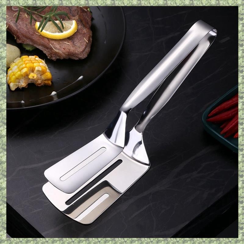 (C Z G L) Kẹp Xẻng Hai Mặt Bằng Thép Không Gỉ, Thìa Inox Kẹp Bếp, Kẹp Nướng Lật Thìa Kẹp